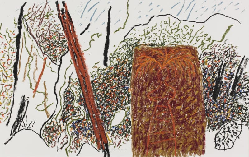 Guy Warren 'Orange Treefern Woman' 2016 Oil stick on paper 63 x 100 cm