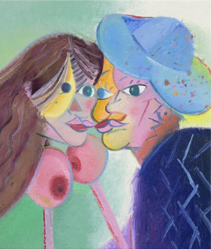 Rhys Lee 'Best Friends ' 2020 oil on canvas 76 x 65 cm