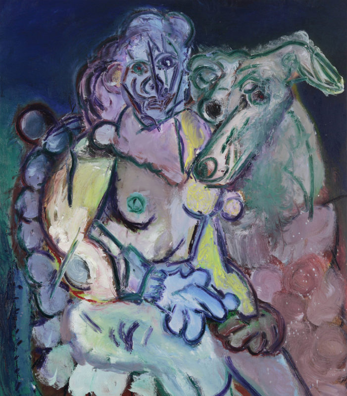 Rhys Lee 'The dog sitter' 2019 oil on canvas 158 x 138 cm