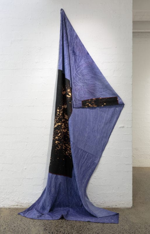 Kylie Banyard 'Blue Banner I' 2018 Acrylic, bleach and thread on cotton and canvas 238 x 110 x 43 cm 