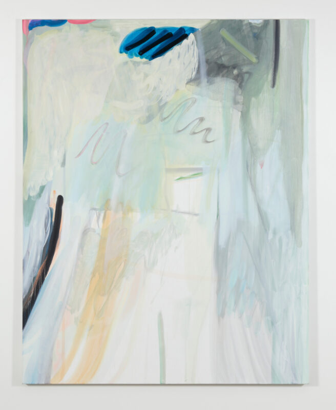 Elyss McCleary 'Pouring a diagram, adidas sneakers cement me' 2021 oil on linen 168 x 124 cm