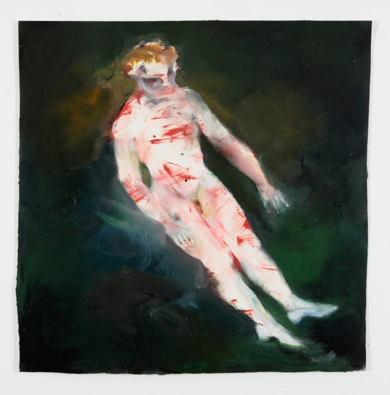 Gordon Shepherdson 'Frail man resting' 2007 oil and enamel on paper, unframed 43 x 43 cm