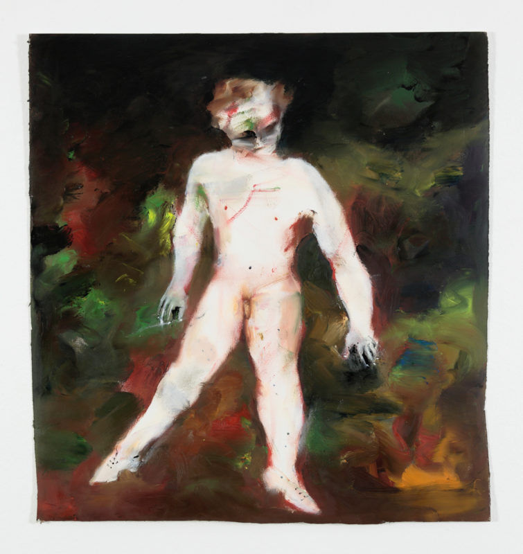 Gordon Shepherdson 'Cautious man in a darkening landscape' 2004 oil and enamel on paper, unframed 43 x 41 cm