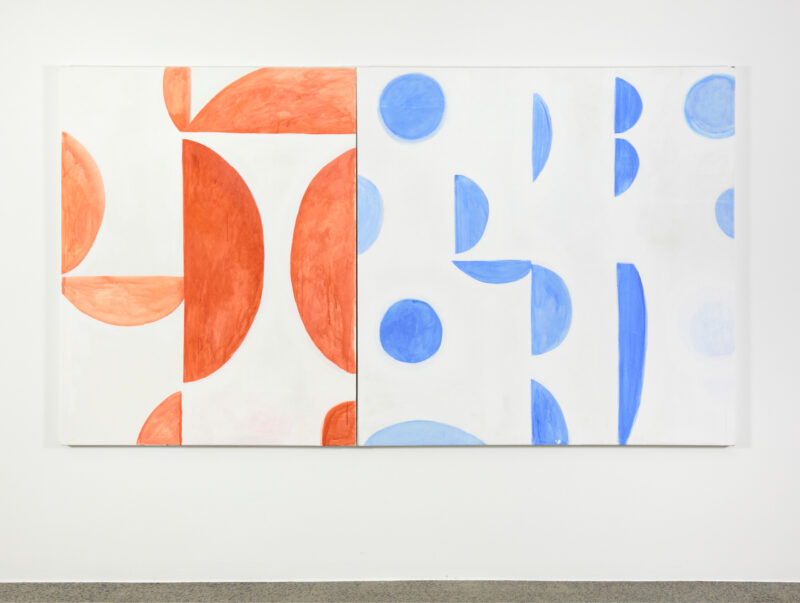 Antonia Sellbach 'Dots and arcs (the monochromes) 14 and 9' 2022 acrylic paint on gesso 150 x 267 cm $10,000