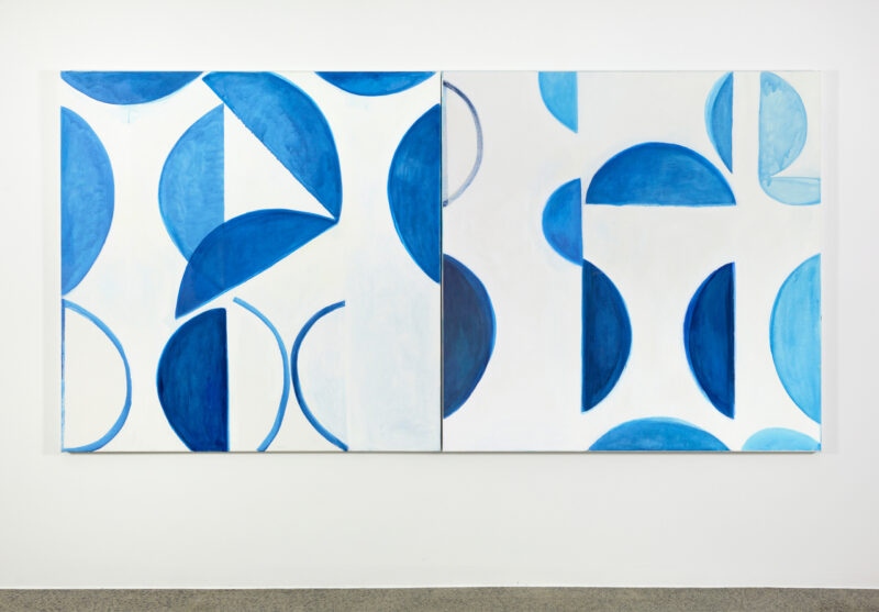 Antonia Sellbach 'Dots and arcs (the monochromes) 8 and 12' 2022 acrylic paint on gesso 150 x 300 cm $11,500