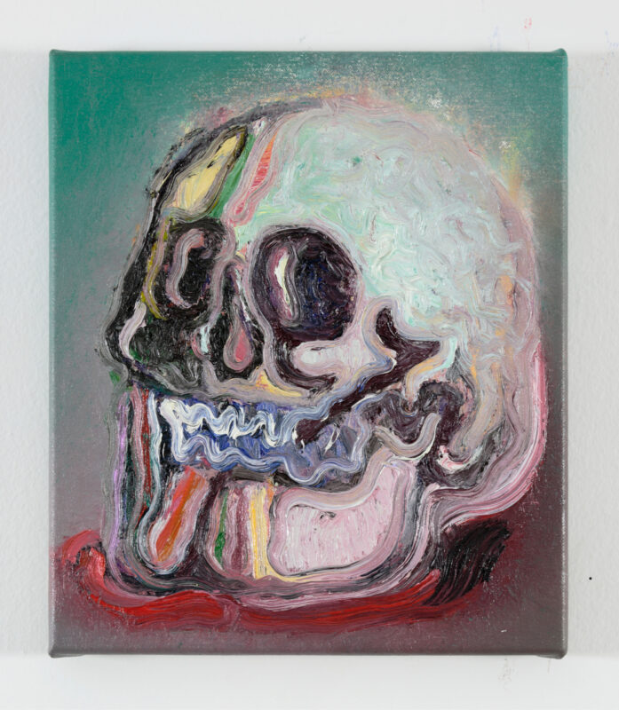 Rhys Lee 'Red pool' 2022 oil on canvas 36 x 31 cm