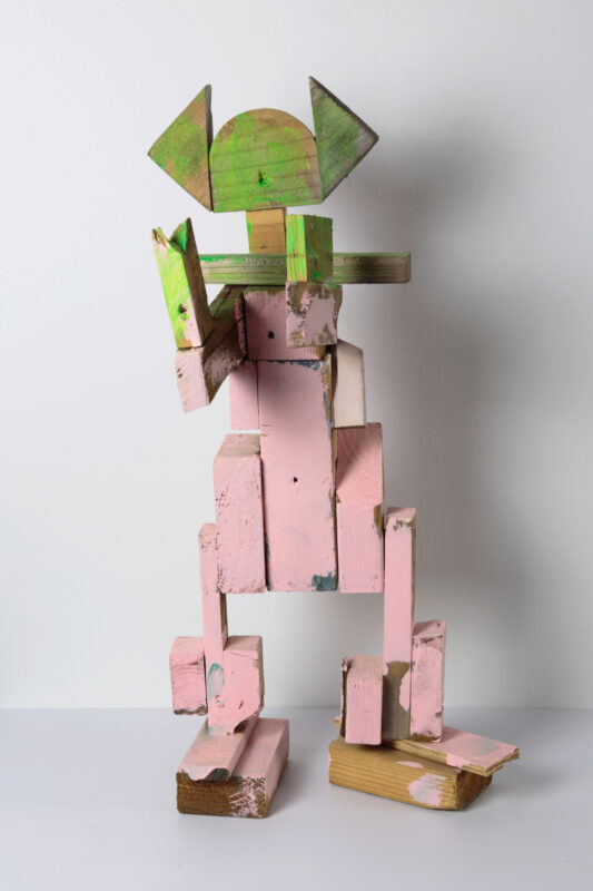 Rhys Lee 'Magnificent super robot' 2018 wood and acrylic paint 71 x 35 x 29 cm