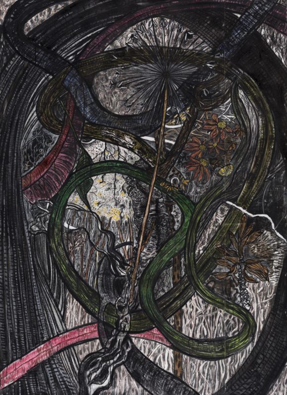 2. Suzanne Archer 'Still-Land 4 ' 1999 ink, charcoal and pastel, unframed 239 x 173 cm