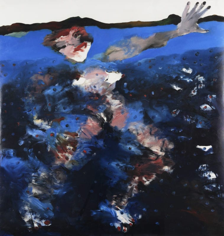 Gordon Shepherdson 'Swimmer in Ocean of Eyes' 1991 oil and enamel on paper 110 x 110 cm