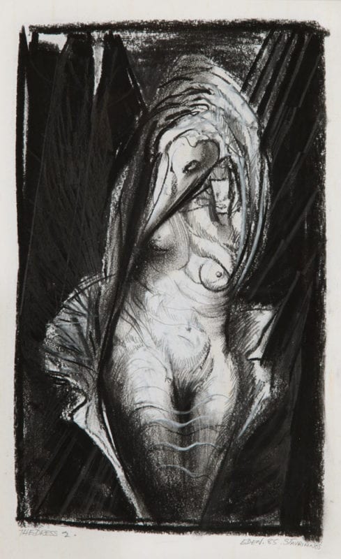 Wendy Stavrianos 'Masked Woman (Night Series)' 1985 Pencil and conte on paper 30 x 18 cm