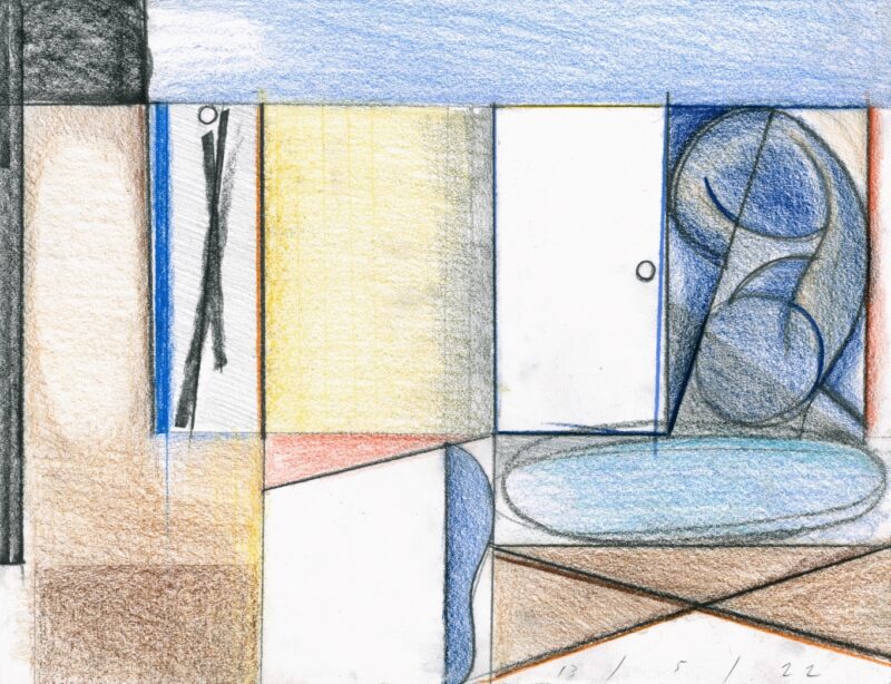 Martin George 'Two lakes' 2022 pencil on paper 25 x 32.5 cm $400