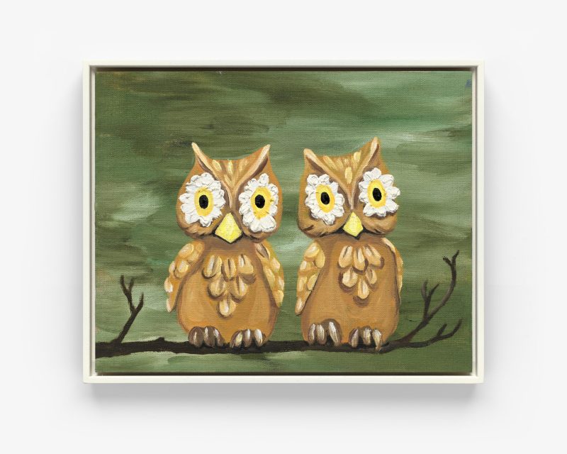 Tai Snaith 'Two in the bush' 2025 oil on linen board, framed 20.5 x 25.5 cm $1,000