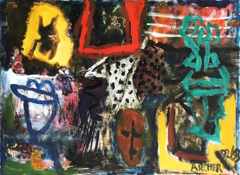 Suzanne Archer 'Bush Mask' 1992/3 oil on paper 56.5 x 76.5 cm $3,000