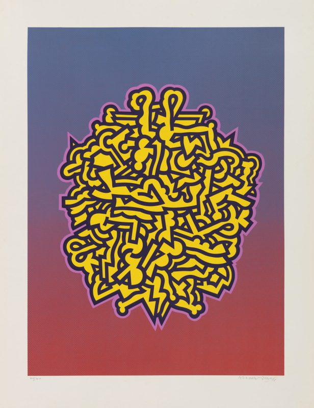 Alun Leach-Jones 'Affinities - A tribute to Vernon Watkins - suite of 7' 1971 screenprint, from edition of 40 87 x 63 cm $900