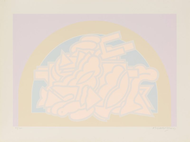 Alun Leach-Jones 'Greyline with yellow from India Suite of 7' 1976 screenprint, from edition of 40 59 x 87 cm $900