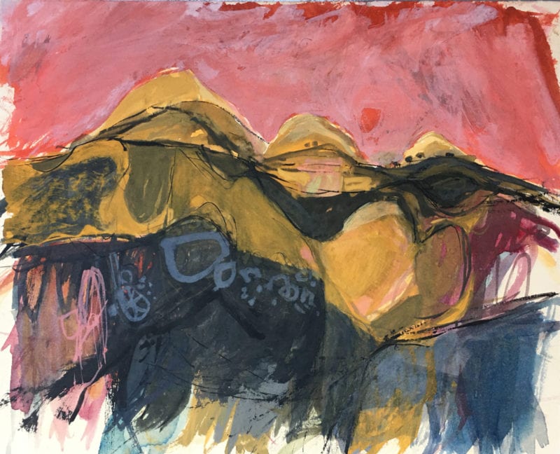 Alun Leach-Jones 'Desert landscape 2' 1962 acrylic on card 18 x 22 cm