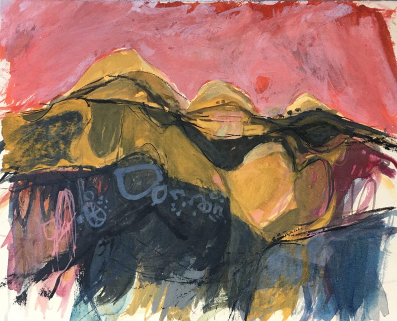 Alun Leach-Jones 'Desert landscape 2' 1962 acrylic on card 18 x 22 cm $3,000