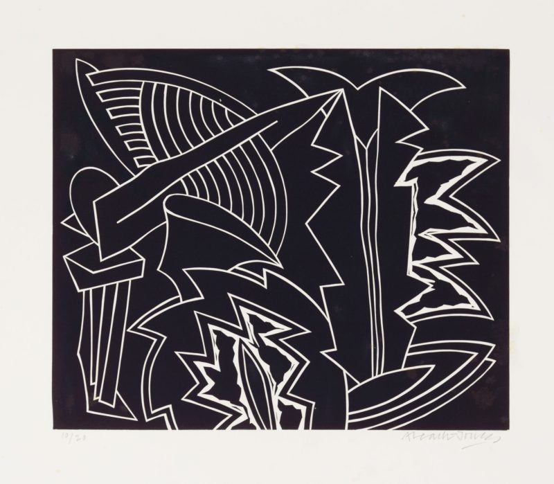 Alun Leach-Jones 'Cypress and acacia' 1986 linocut, from edition of 20 39 x 46 cm $900