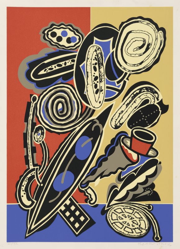 Alun Leach-Jones 'In praise of music' 1987 screenprint, from edition of XX 76 x 56 cm $900