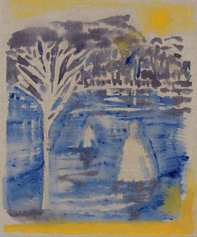 Betra Fraval 'Wading out (dissolving forms)' 2025 synthetic polymer on linen 60 x 50 cm $2,900