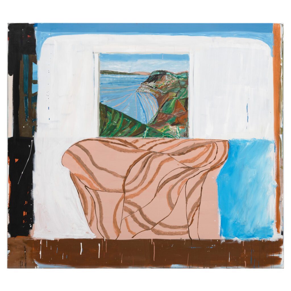 Nat Silk's Seatown Still Life, PB Nude Quilt, Bromeliad Washdown 2023, acrylic on poycotton, 153 x 137cm