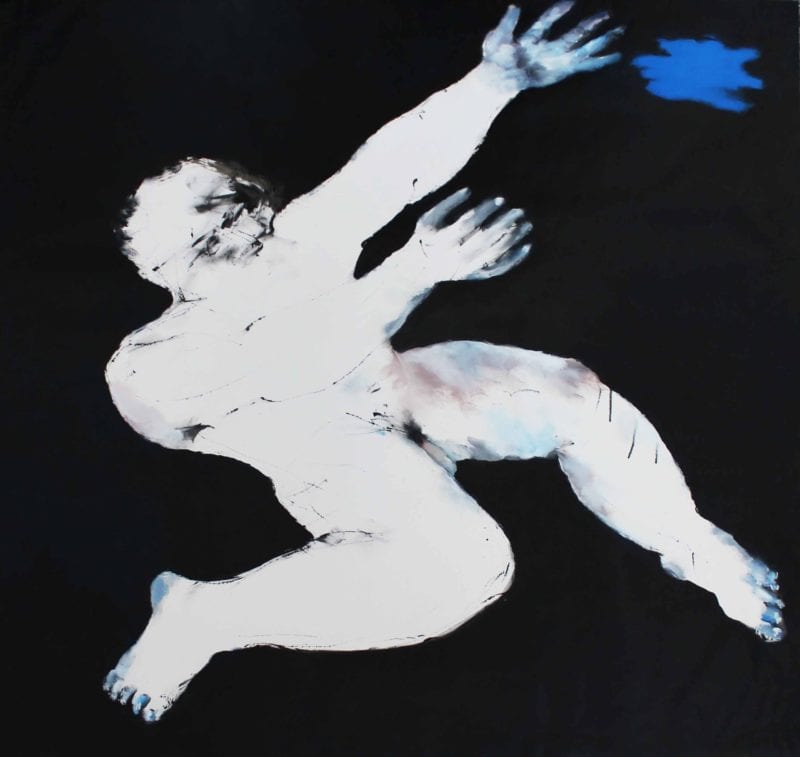Gordon Shepherdson 'Falling man reaching for his last piece of sky' 2001 oil and enamel on paper 112 x 107 cm