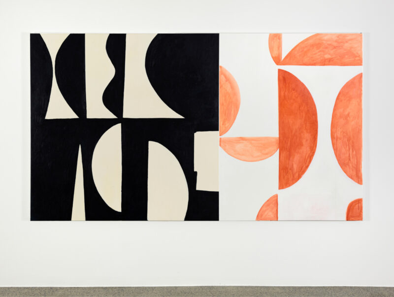 Antonia Sellbach 'Dots and arcs (the monochromes) 13 and 14' 2022 acrylic paint on gesso 150 x 267 cm $10,000