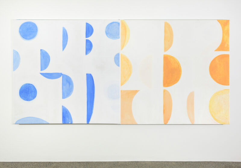 Antonia Sellbach 'Dots and arcs (the monochromes) 9 and 10' 2022 acrylic paint on gesso 150 x 300 cm $11,500