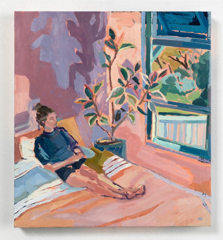 Nicole Kelly 'Bedroom window' 2025 oil on polyester 56 x 51 cm $4,250