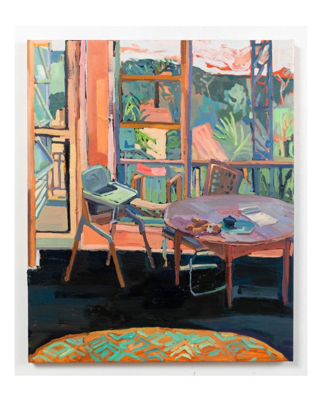 Nicole Kelly 'Elio's chair' 2025 oil on polyester 86.5 x 71 cm $6,000