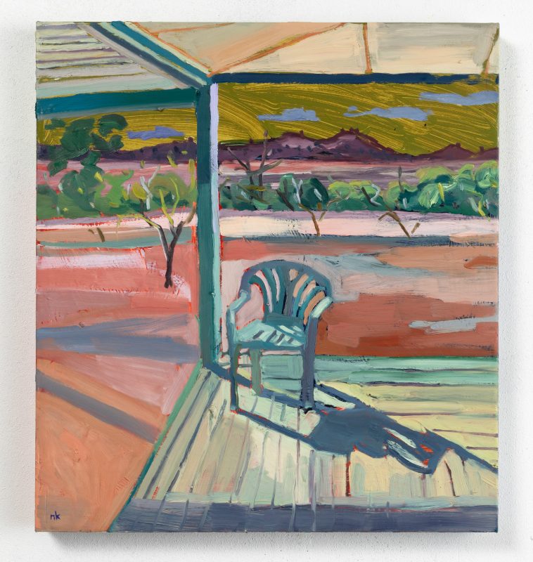 Nicole Kelly 'Sun bleached chair' 2025 oil on polyester 56 x 51 cm $4,250