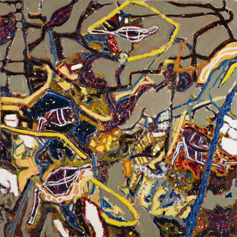 Suzanne Archer 'Windblown' 2021 oil on canvas 150 x 150 cm